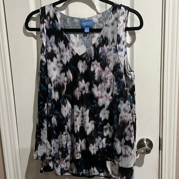 Sleeveless Top Flowing Simply Vera Sz S Purple Blue Gray flattering fit - Picture 3 of 14